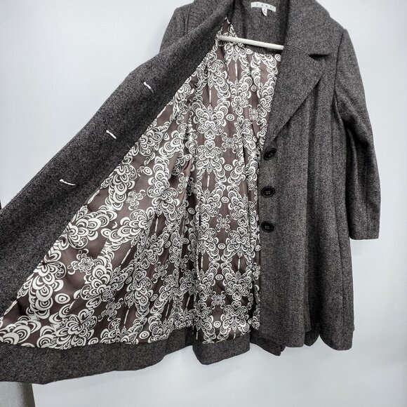 CAbi Shakespeare Swing Tweed Coat Sz 4 Brown Wool Blend Academia Office - Picture 12 of 16